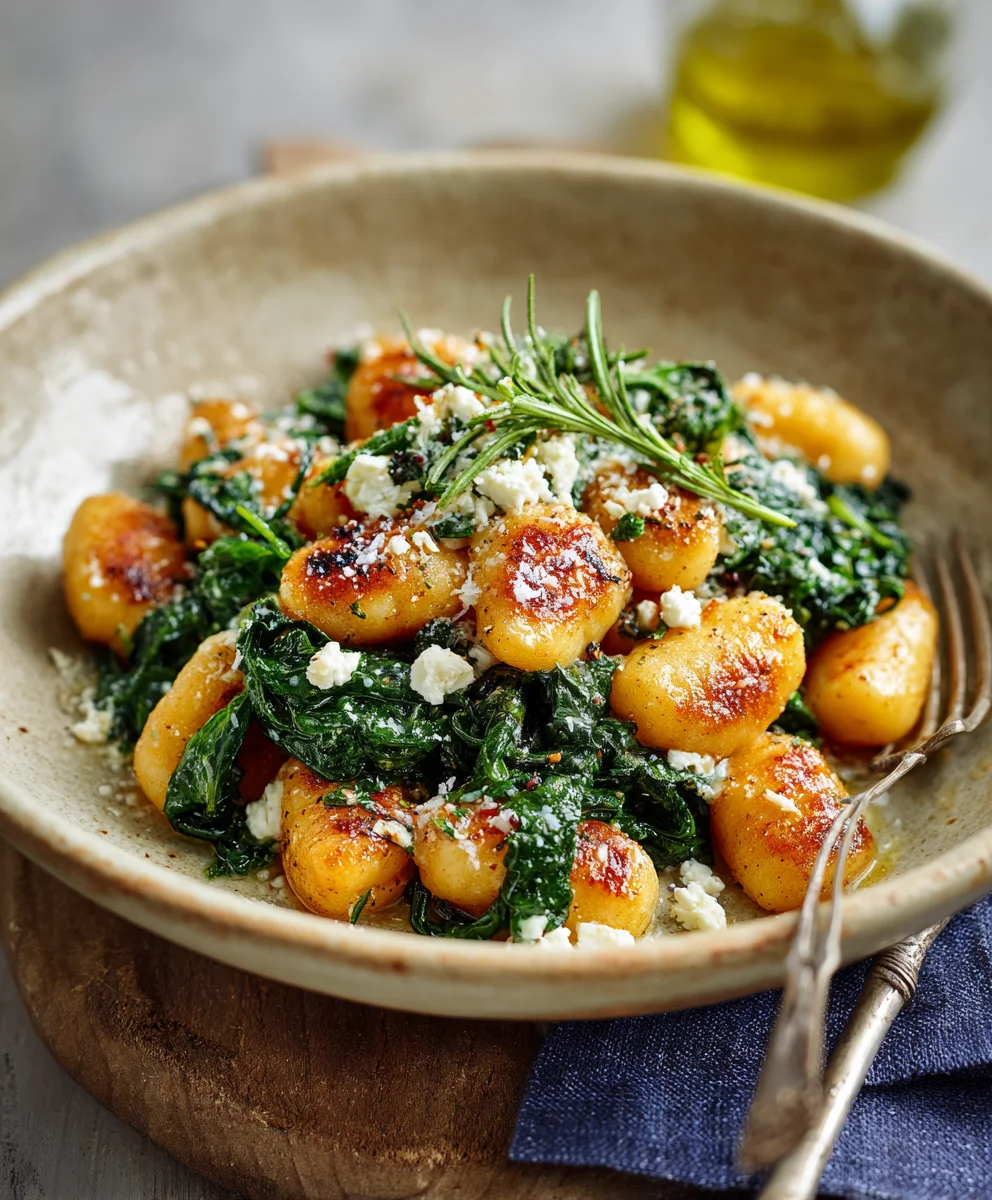 Crispy Gnocchi Spinach Feta Easy Recipe