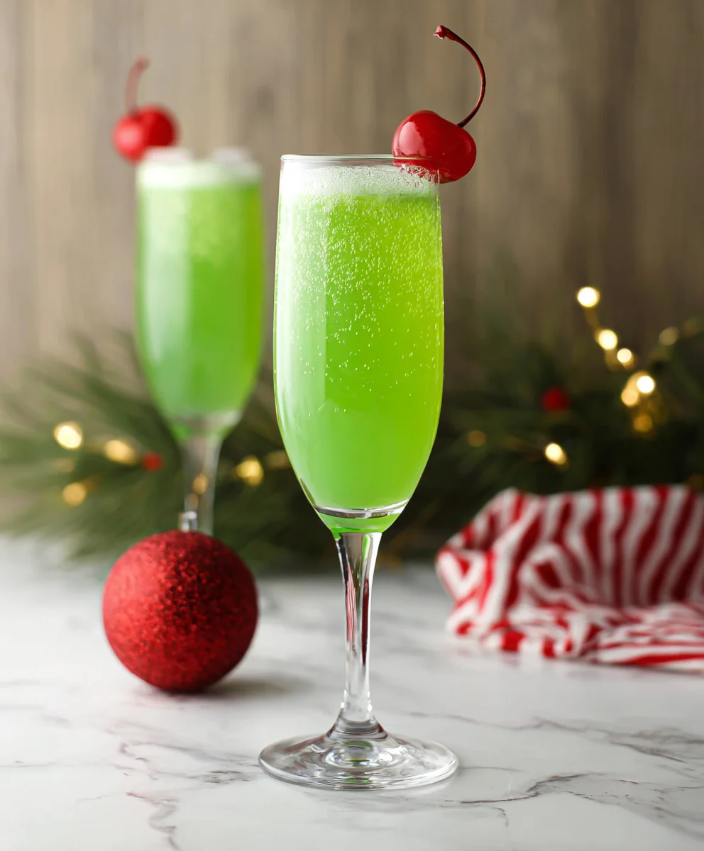 Grinch Mimosa- Holiday Brunch Drink Festive Delight