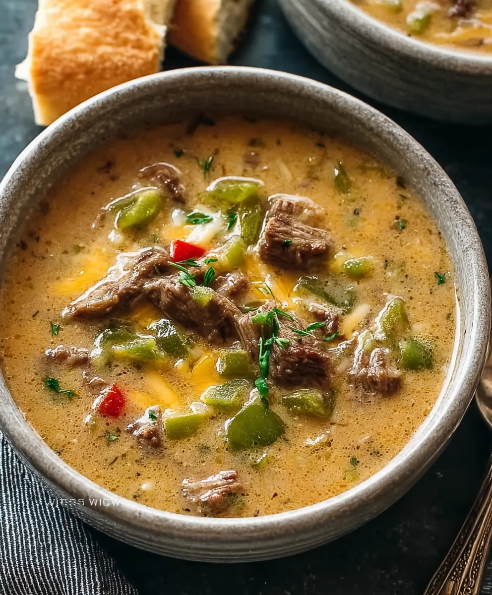Cheesy Philly Cheesesteak Soup - Flavorful Comfort Food