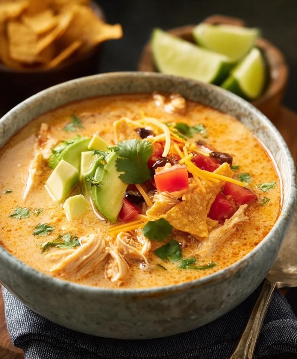Creamy Chicken Tortilla Soup Recipe-Easy & Delicious