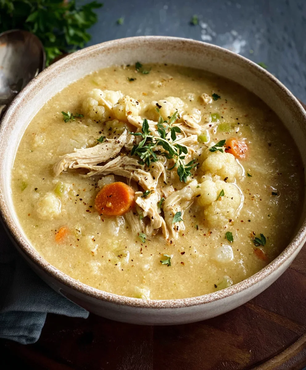 Anti Inflammatory Cauliflower Chicken Soup - Gut Health