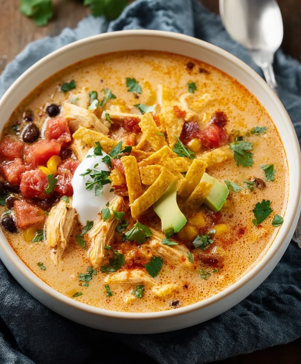 Creamy Chicken Tortilla Soup Recipe-Easy & Delicious