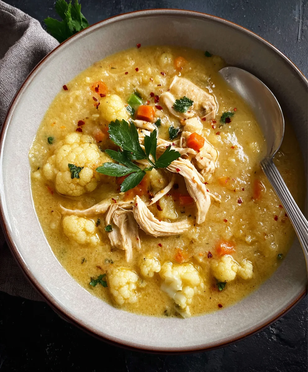 Anti Inflammatory Cauliflower Chicken Soup - Gut Health