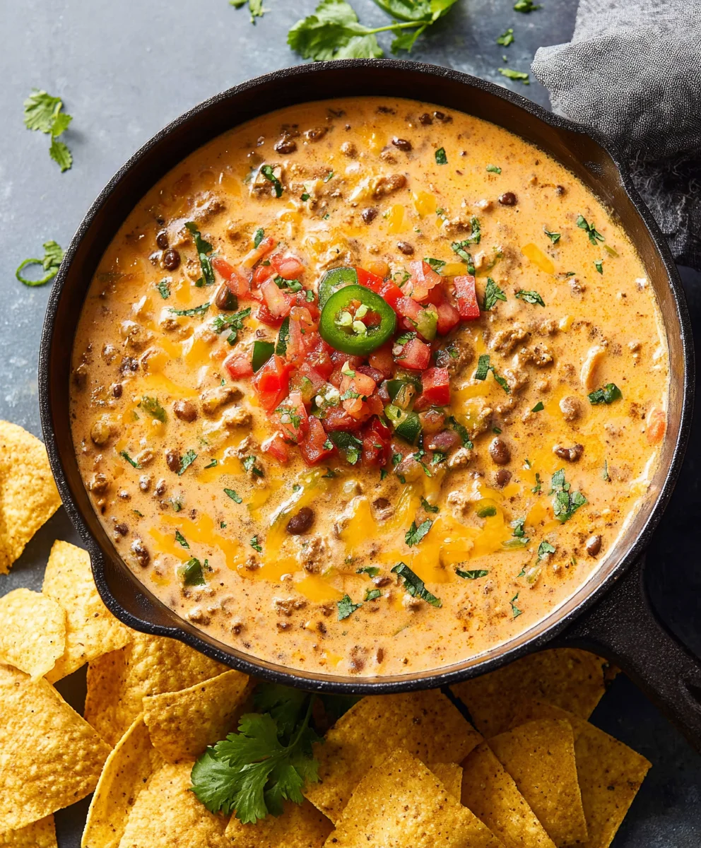Easy Cowboy Queso Dip-Hearty Beef Recipe