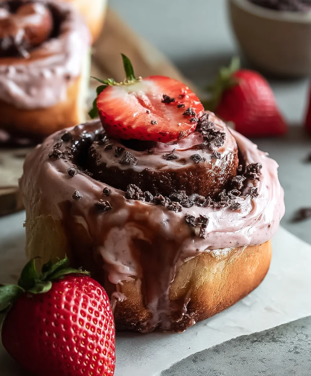 Chocolate Rolls Strawberry Cream Cheese Frosting