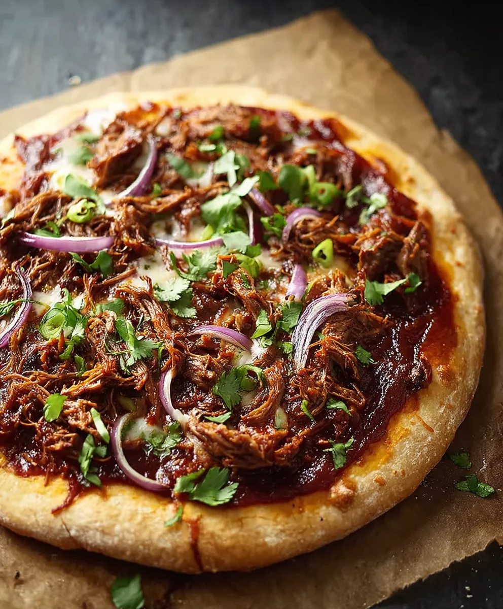 BBQ Pulled Beef Pizza-Smoky-Savory-Delicious