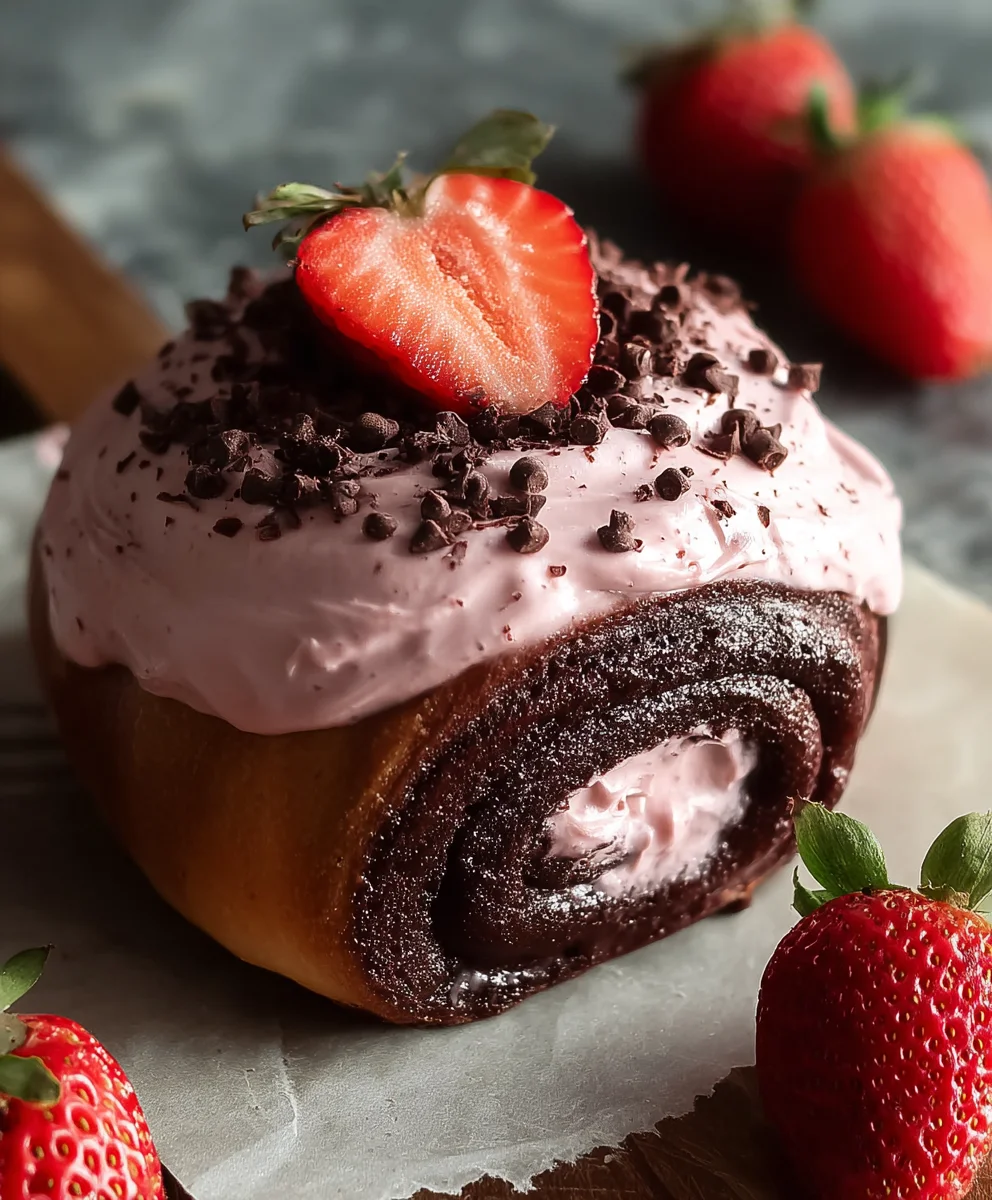 Chocolate Rolls Strawberry Cream Cheese Frosting