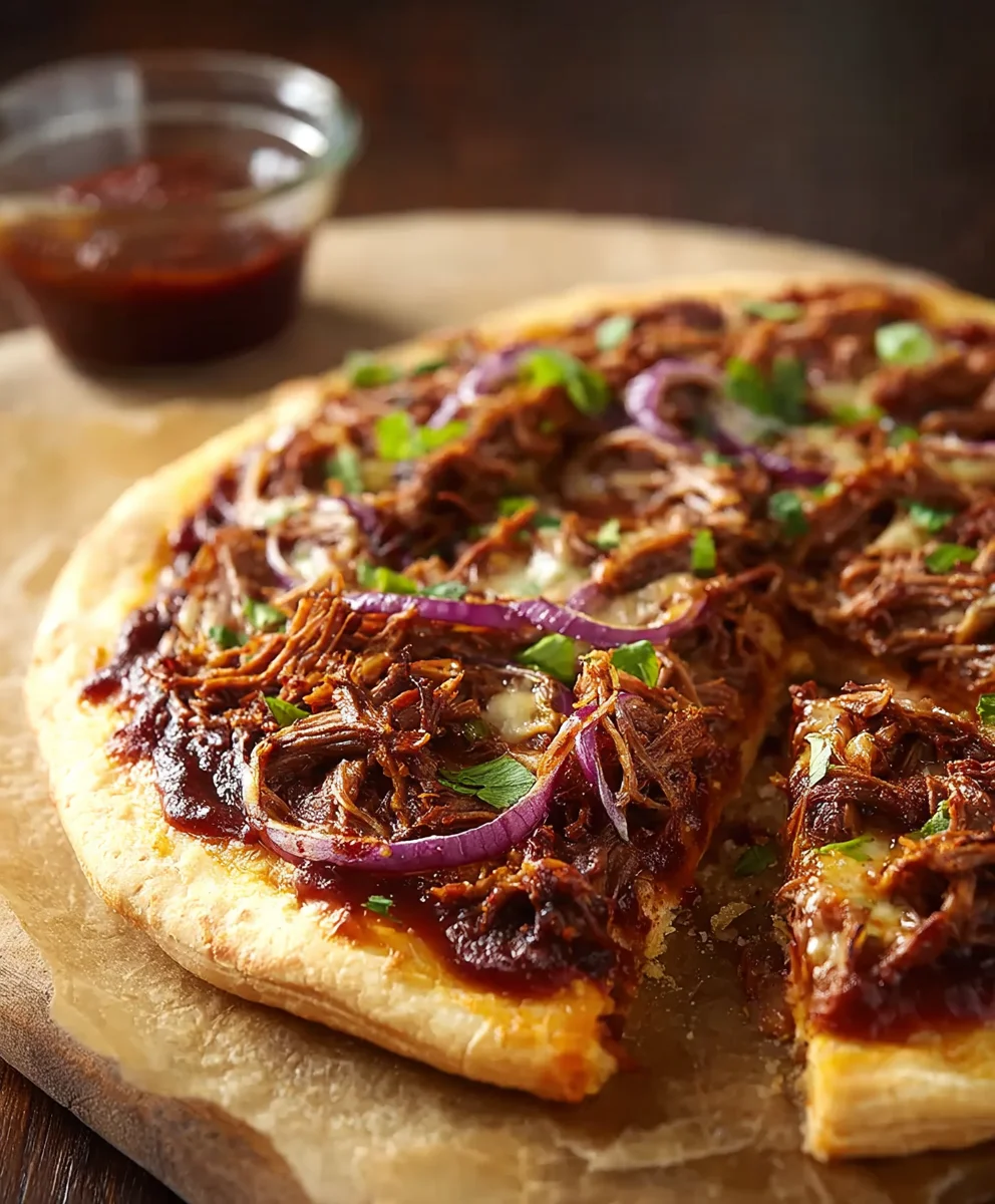 BBQ Pulled Beef Pizza-Smoky-Savory-Delicious