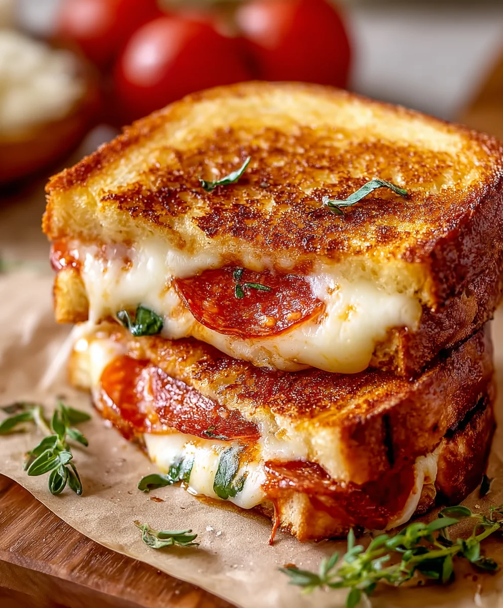 Beef Beef Pepperoni Pizza Grilled Cheese-Ultimate Comfort Food
