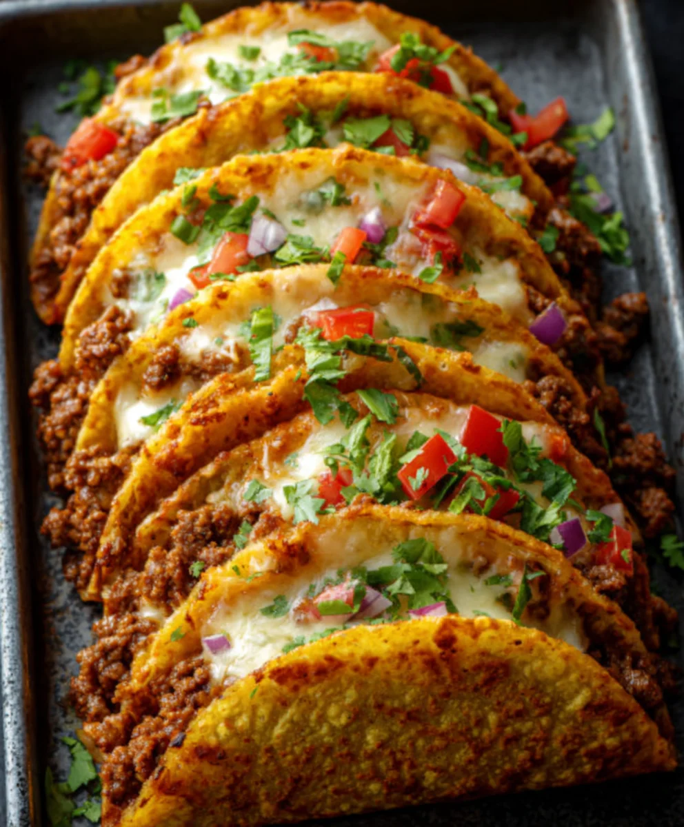 Oven Baked Beef Tacos Crispy Cheesy & Loaded