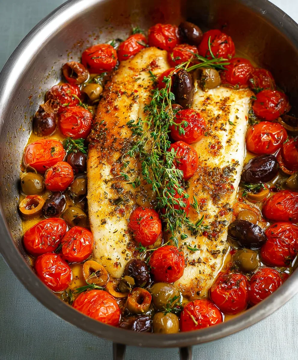Easy Baked Fish Cherry Tomato Olive Recipe