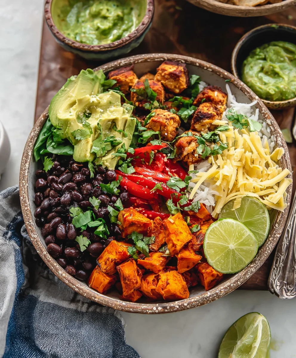 Easy Vegan Burrito Bowls-Sweet Potato & Beans
