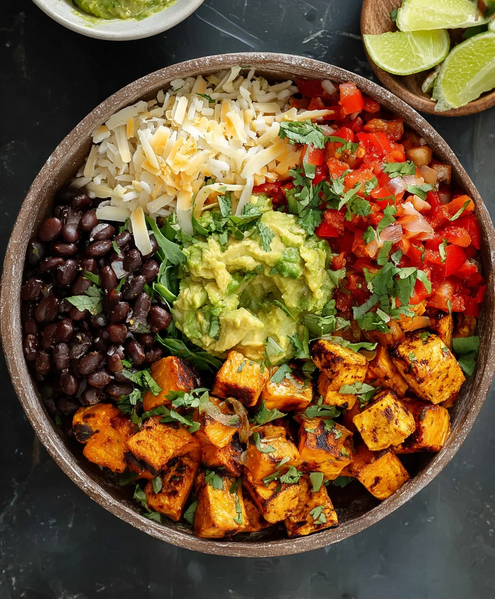 Easy Vegan Burrito Bowls-Sweet Potato & Beans