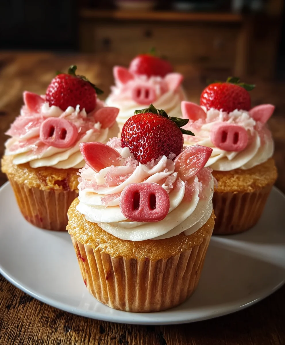 Strawberry Swirl Cupcakes - Adorable Beef Piggy Treats
