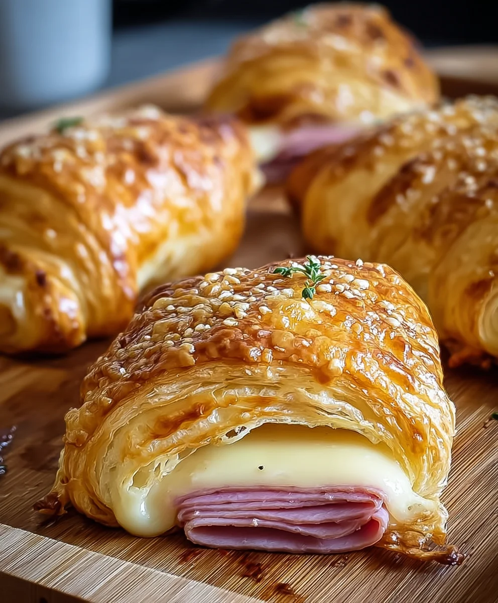 Baked Beef Beef Ham and Cheese Croissants Recipe