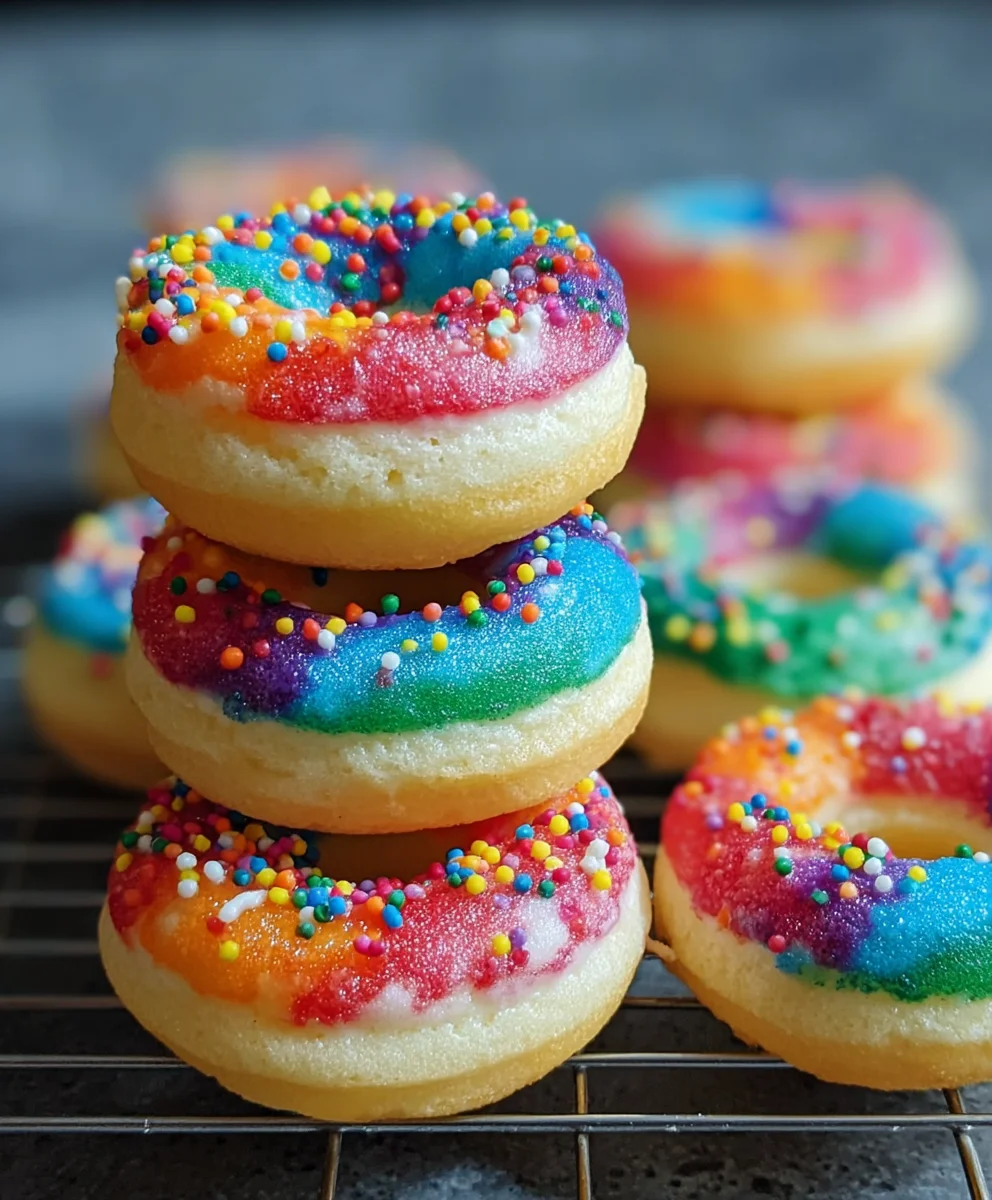 Mini Rainbow Vanilla Bean Donuts - Delicious Treat
