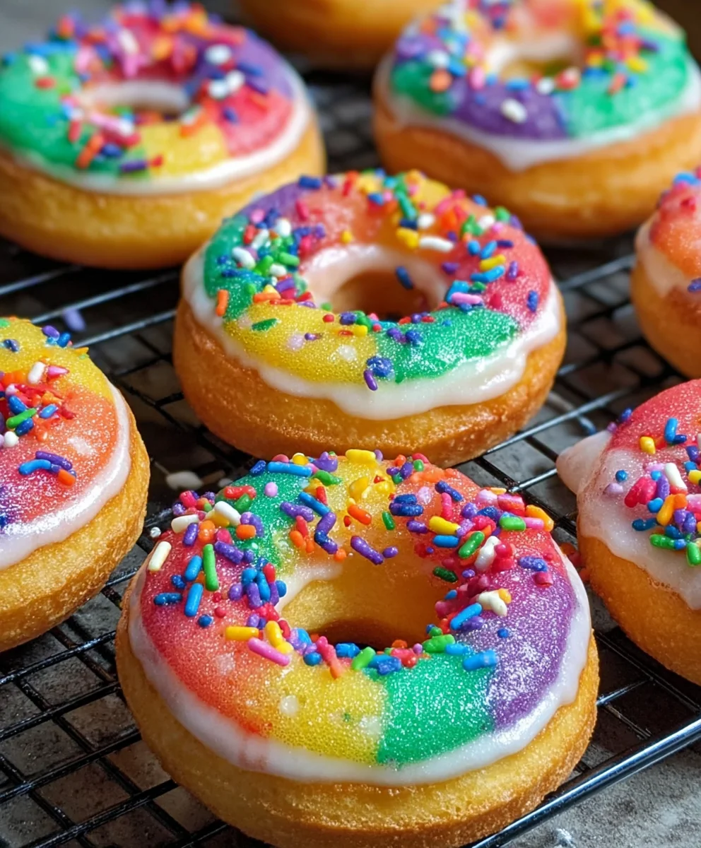 Mini Rainbow Vanilla Bean Donuts - Delicious Treat