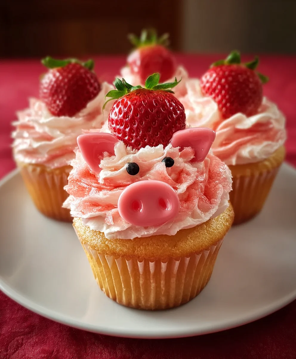 Strawberry Swirl Cupcakes - Adorable Beef Piggy Treats