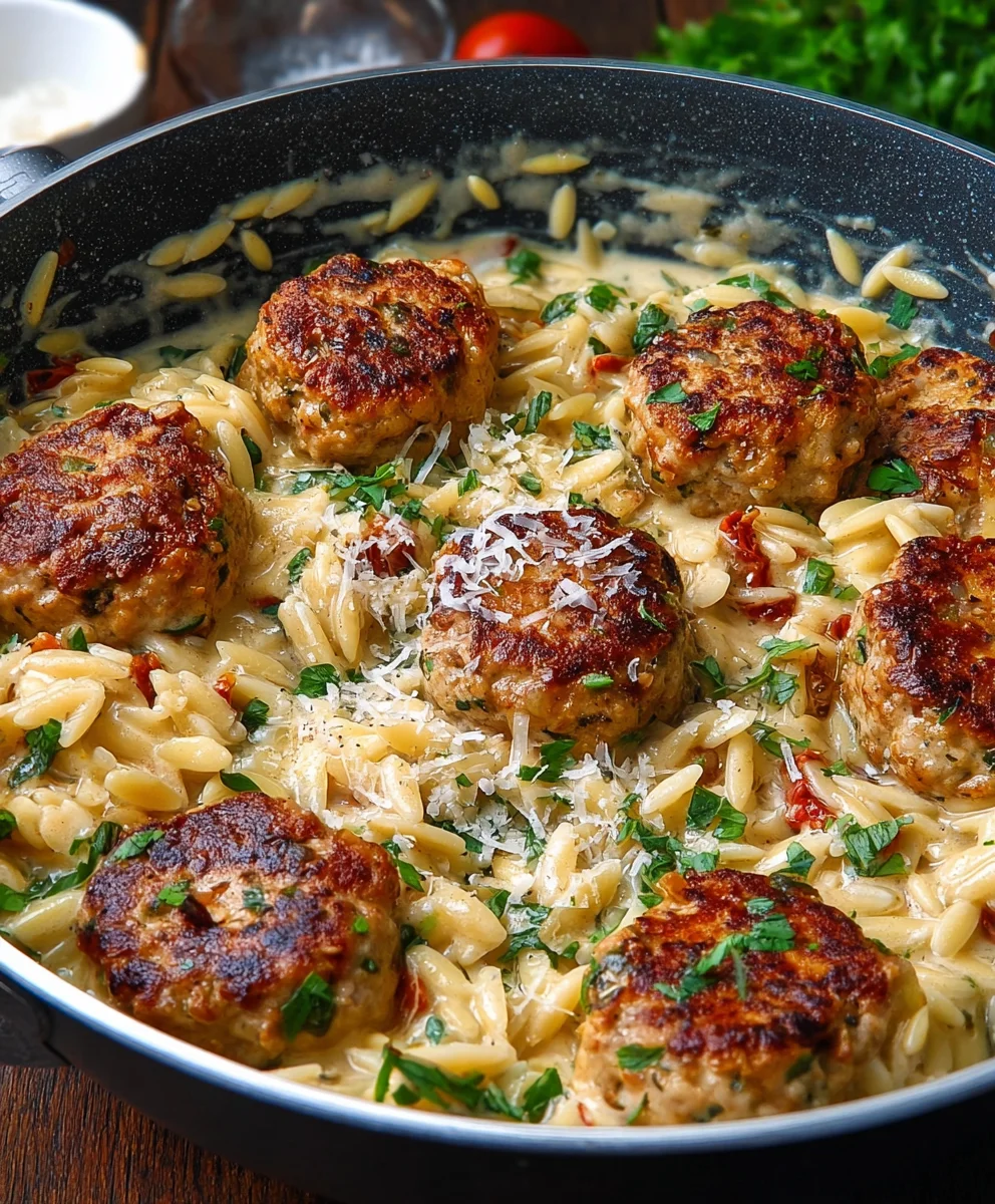 Marry Me Chicken Meatball Orzo-Creamy & Delicious