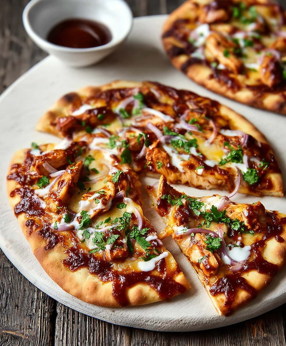 Easy BBQ Chicken Naan Pizza-Quick Dinner Recipe