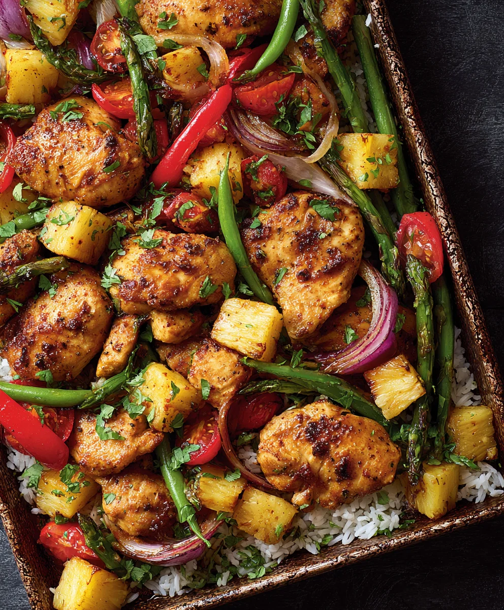 Easy Hawaiian Chicken Sheet Pan Dinner-Flavorful & Quick