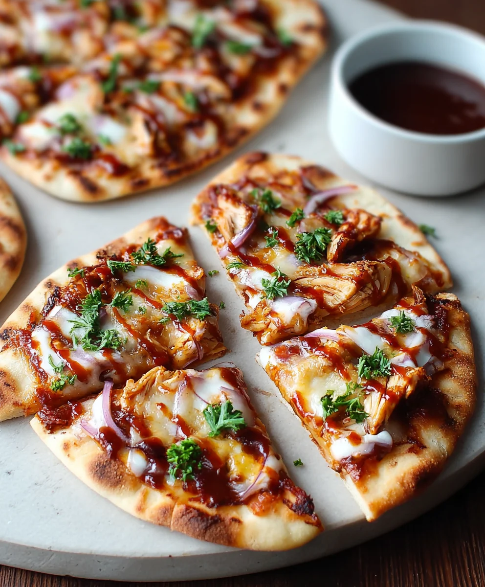 Easy BBQ Chicken Naan Pizza-Quick Dinner Recipe