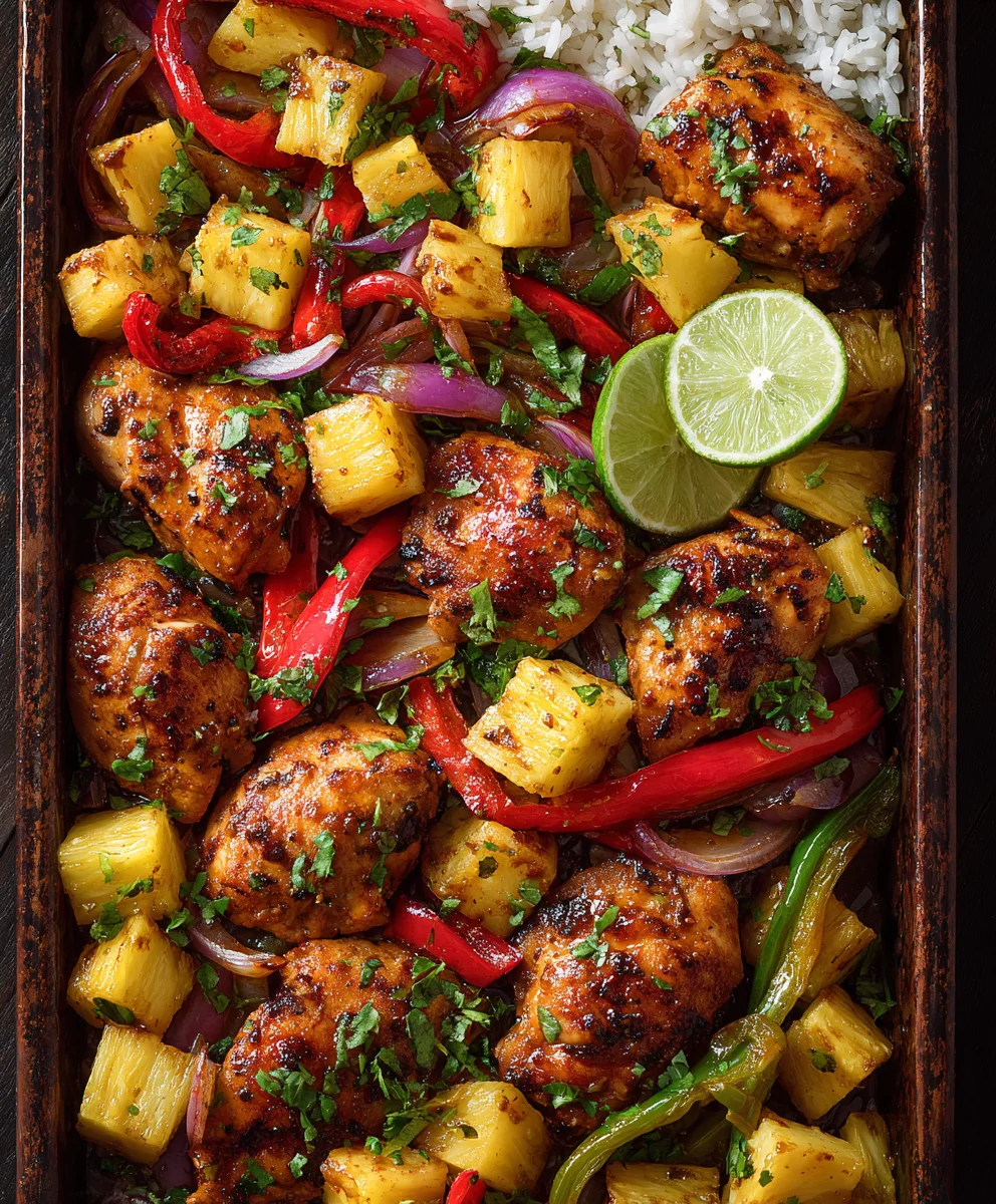 Easy Hawaiian Chicken Sheet Pan Dinner-Flavorful & Quick