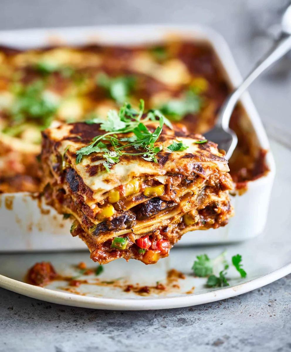 Easy Veggie Mexican Lasagna-Healthy & Flavorful