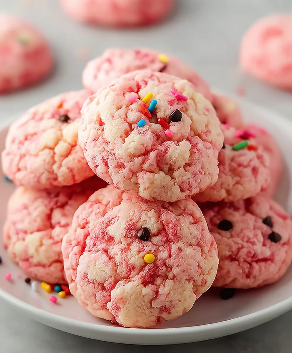 Easy Strawberry Cake Mix Cookies - Quick Dessert