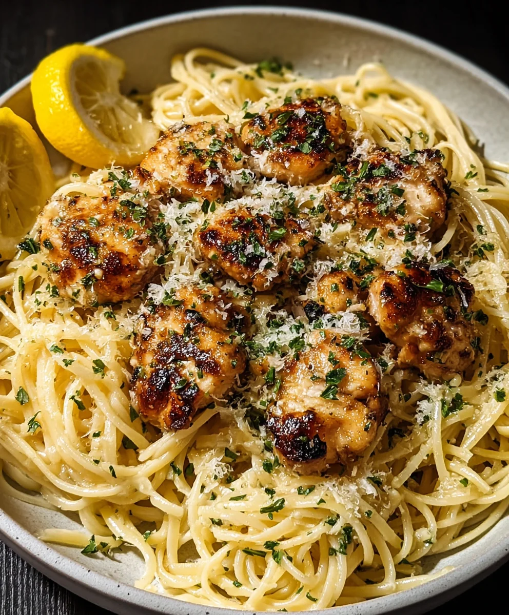 Lemon Garlic Butter Chicken Parmesan Linguine
