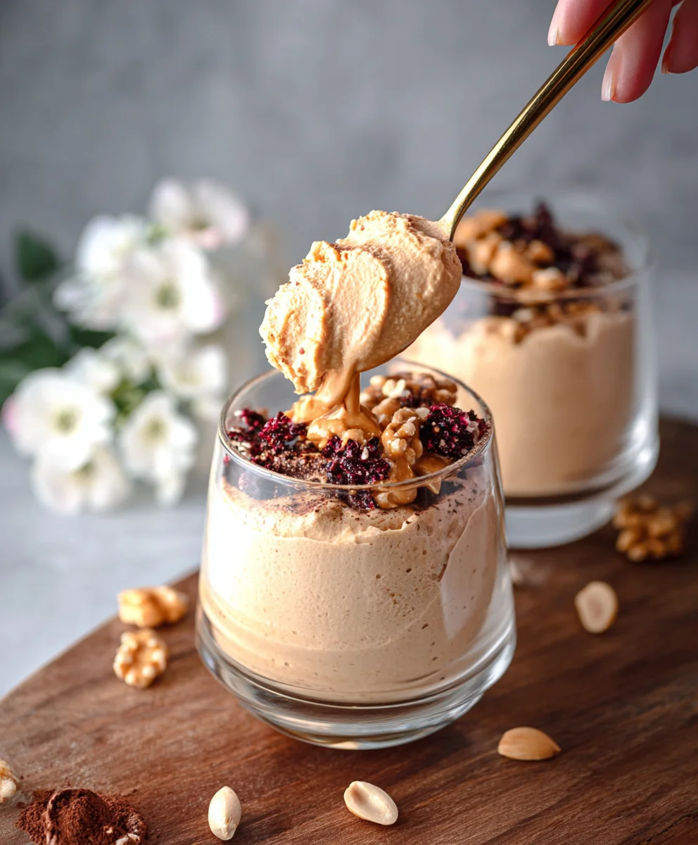 Creamy Cottage Cheese Peanut Butter Mousse-Healthy Dessert