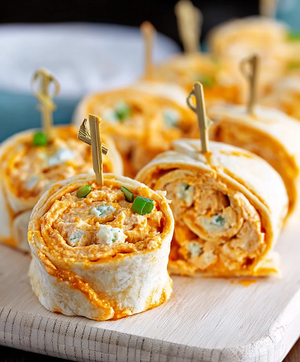 Spicy Buffalo Chicken Pinwheels-Easy Appetizer