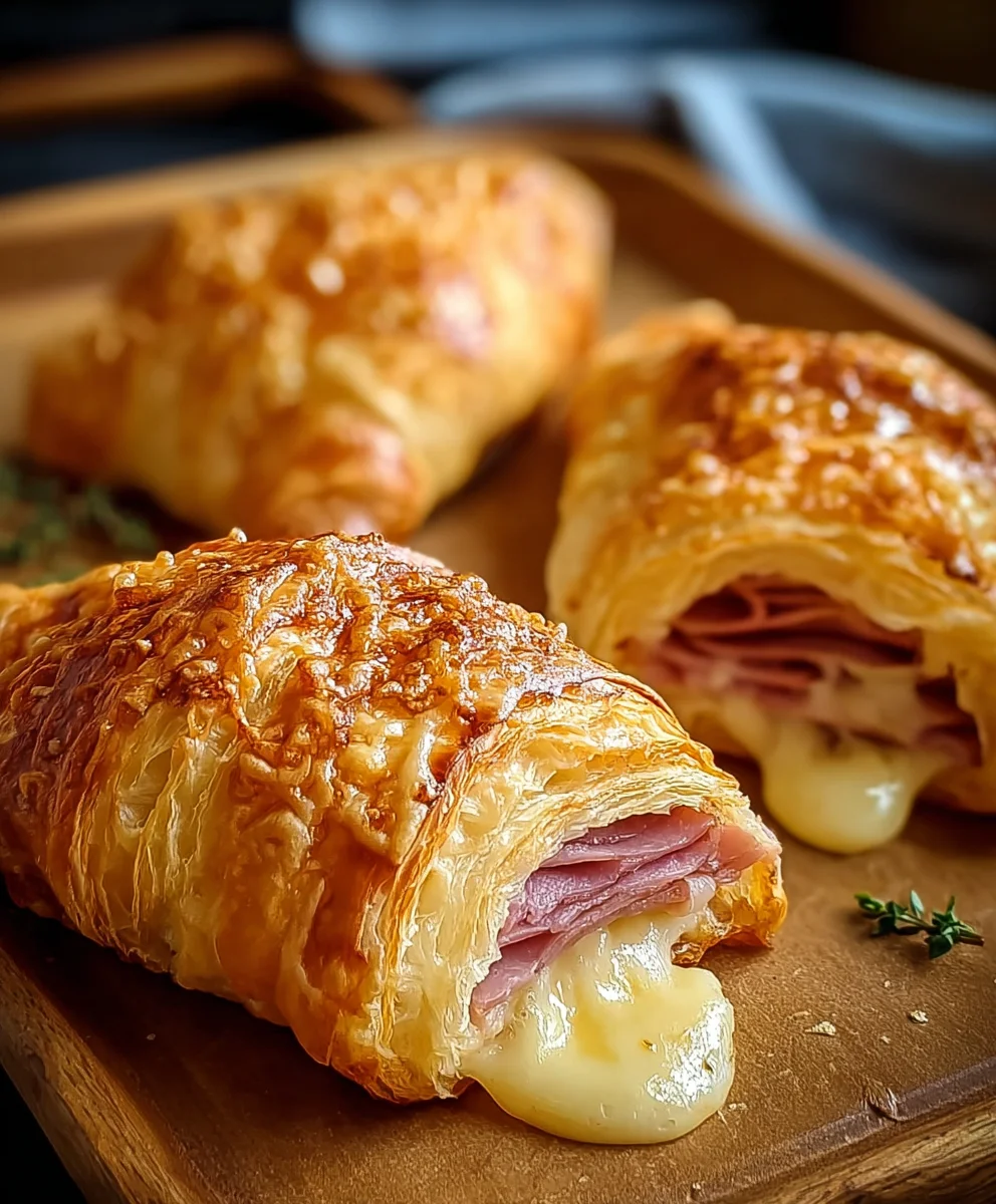 Baked Beef Beef Ham and Cheese Croissants Recipe