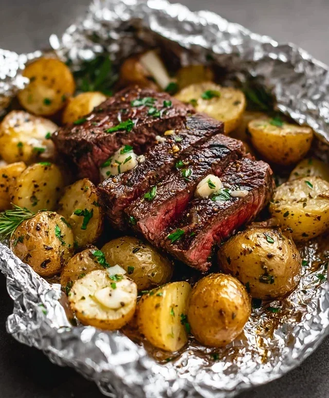 Garlic Steak & Potato Foil Packs