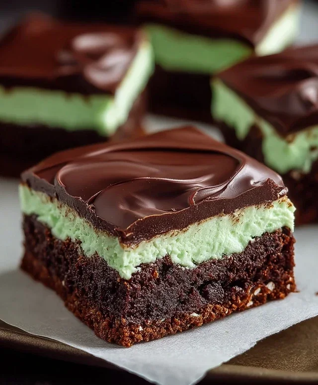 Triple-layer chocolate mint squares