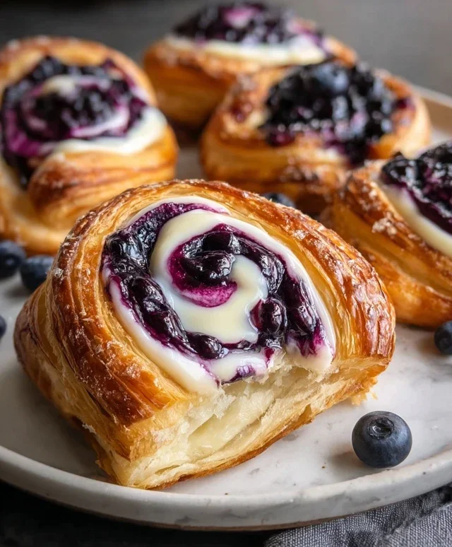 Swirled Blueberry Cream Cheese Danish