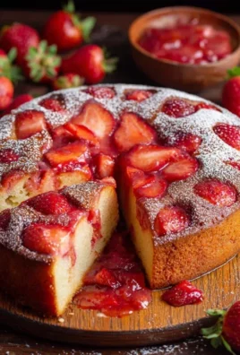 Easy Strawberry Cake with Strawberry Sauce