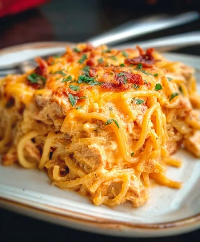 Spicy Southern Cheesy Chicken Spaghetti Casserole