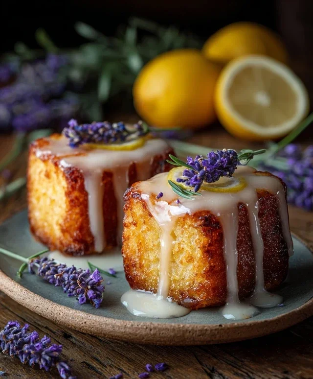 Mini Lemon Cakes With Lavender Glaze