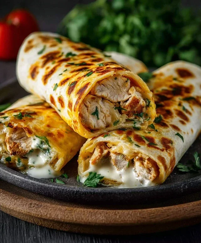 Cheesy Garlic Chicken Wraps