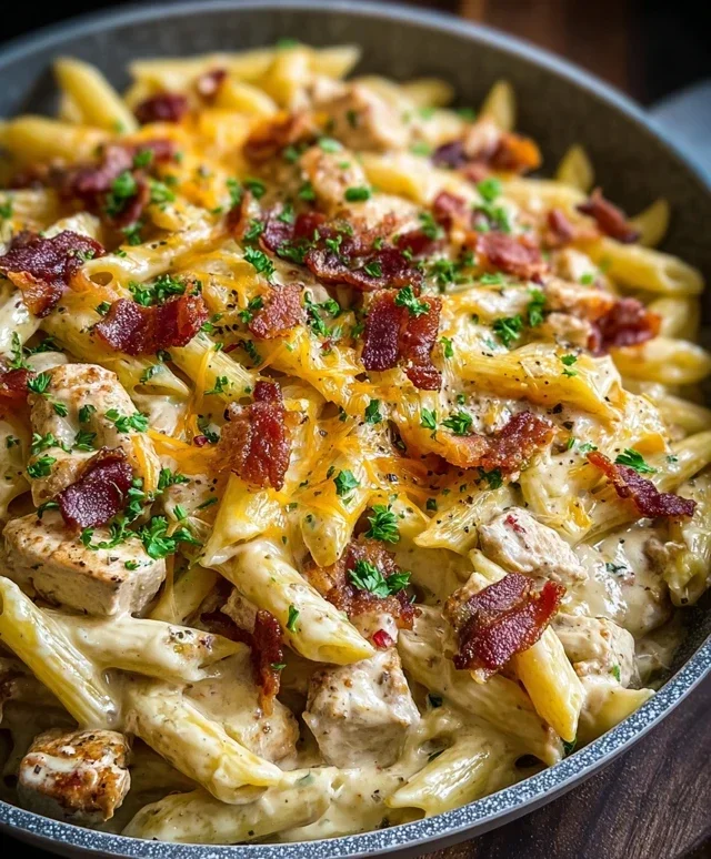 One-Pan Creamy Ranch Beef Beef Bacon Chicken Pasta