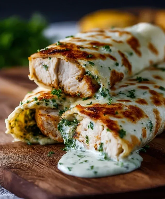 Cheesy Garlic Chicken Wraps