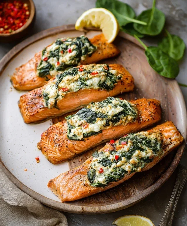 Stuffed Salmon With Spinach & Feta (30 minutes!)