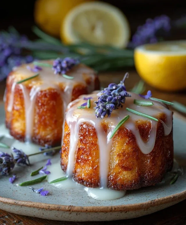 Mini Lemon Cakes With Lavender Glaze