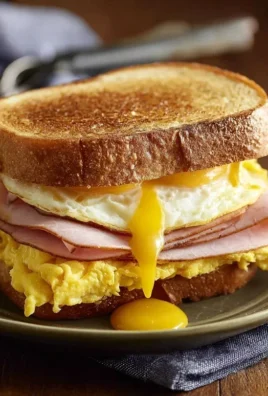 Egg and Beef Beef Ham Breakfast Sandwich