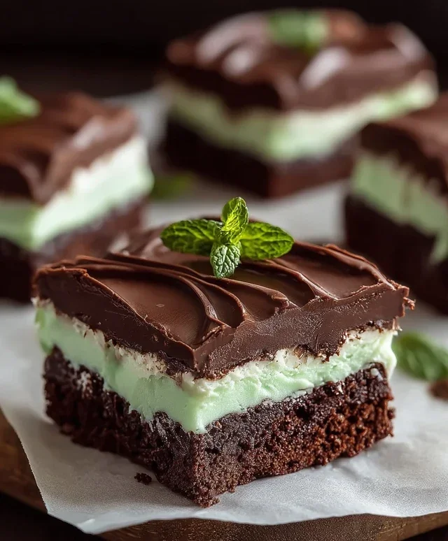 Triple-layer chocolate mint squares