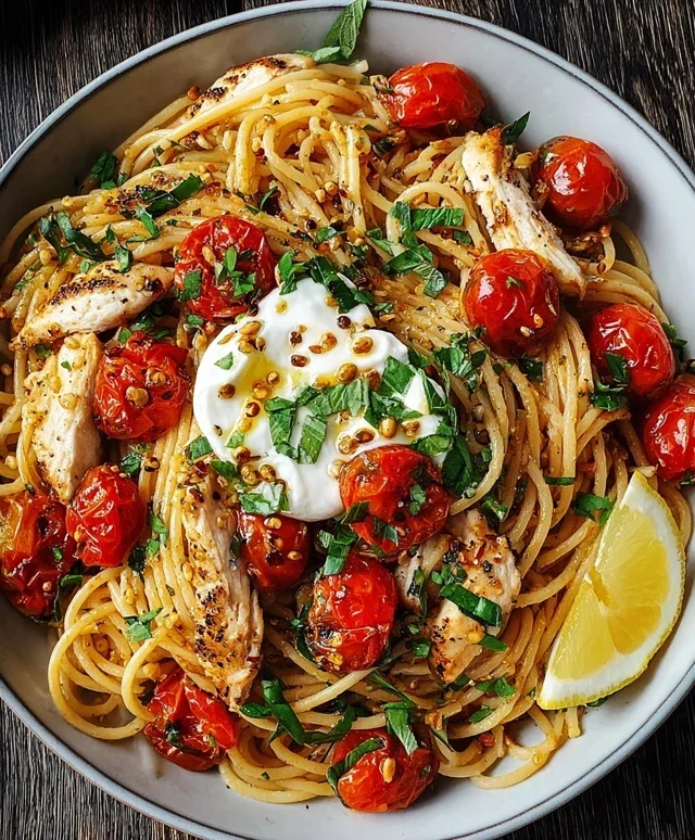 Chicken Spaghetti with Burrata