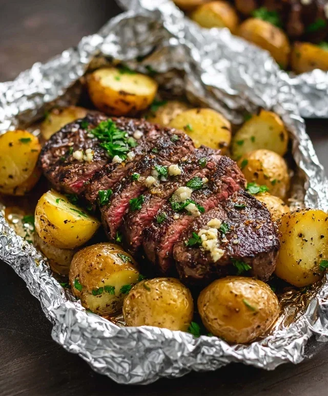 Garlic Steak & Potato Foil Packs