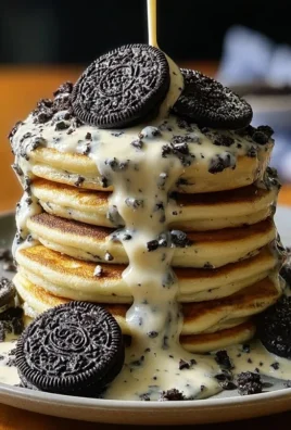 Oreo Pancakes with Cream Cheese Drizzle
