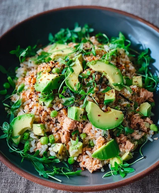 Tuna Avocado Crispy Rice Salad